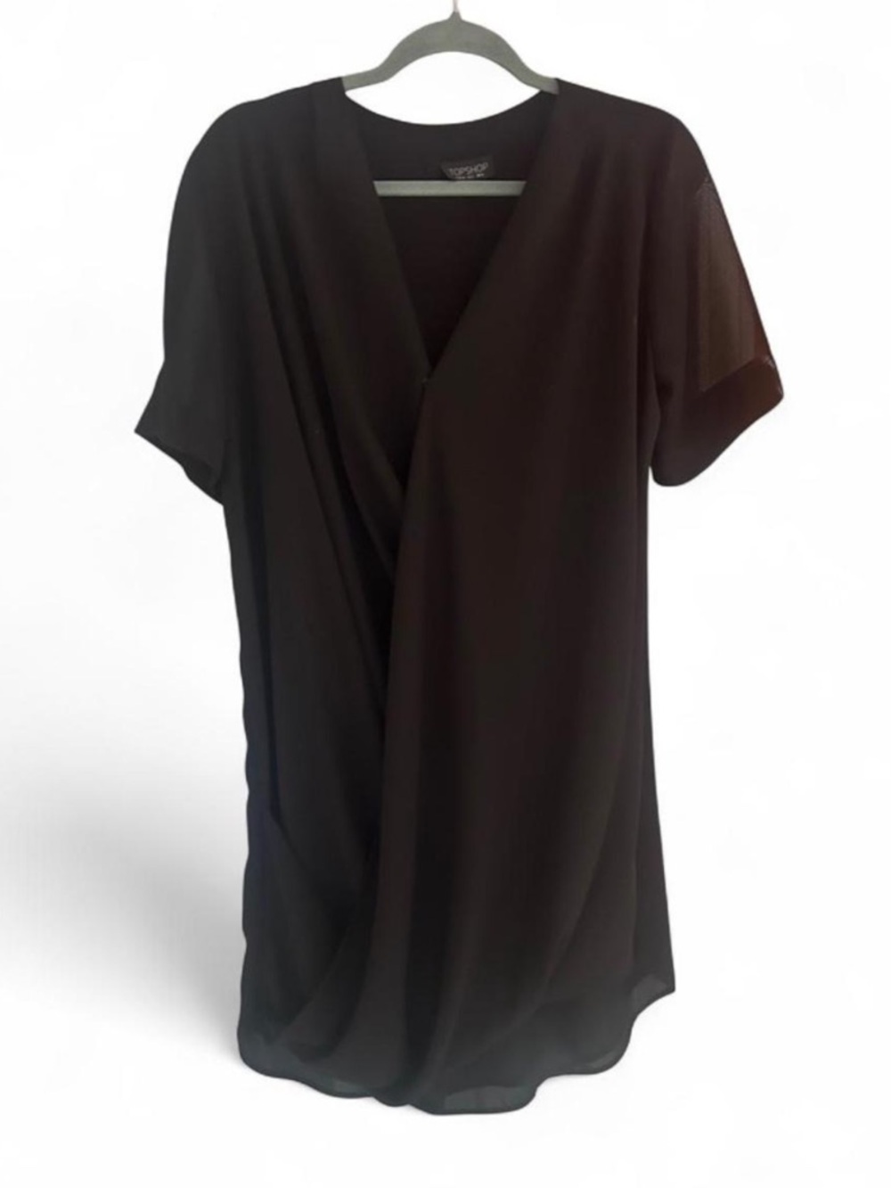 Topshop Women's Black Chiffon Draped Dress, US 2